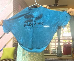 Kaftan Style Baggy Blue Printed Top