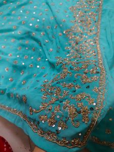 zardozi Teal Embellished Saree