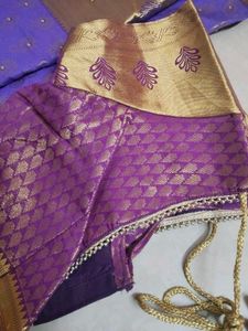 Purple &amp; Gold Saree with Blouse
