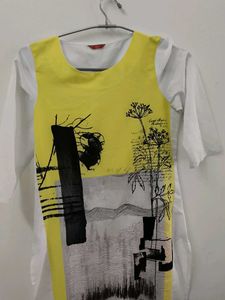 w brand white and yellow kurta