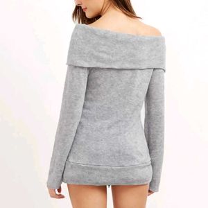 Off-the-Shoulder Gray Sweater