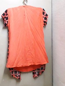 Peach Dress Top For Girls