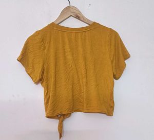 Yellow Solid Crop Top