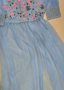 Floral Embroidered Light Blue Dress