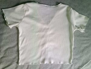 Stylish Women White Rib Knit Top &amp; Tunics