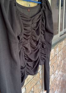 Ruched Long Sleeve Crop Top