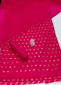 Women Saree Mall Silk Blend Zari Pink Suit Fabric