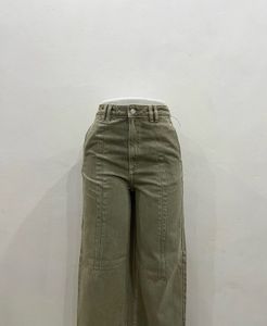 Wide Leg Olive Green Jeans