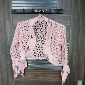 Floral Pink Dress with Shrug