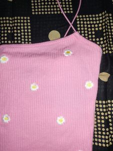 pink cami top with little sunflowers