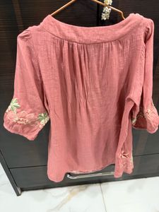 Embroidered Pink Top