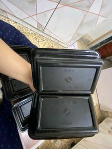 Plastic Black Food Containers - Set of 5