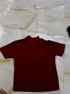 maroon cropped top ribbed