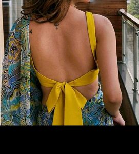 Cotton Padded Knot It Sleevless Deep Neck Blouse