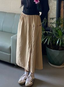Khaki Midi Skirt ,pants Inside