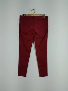 Maroon Skinny Fit Cotton Pant For Women&#39;s