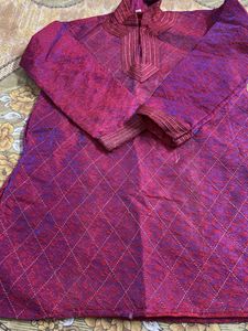 Maroon Embroidered Kurta