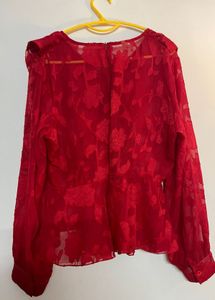 Red Ruffle Blouse