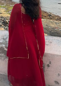 Elegant Red Ethnic Gown with Dupatta