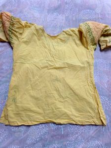 Yellow  Ethnic Short kurti (women's)