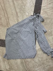 Unused One Shoulder Polka Dot Top