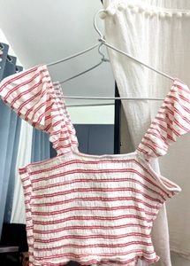 Striped Ruffle Crop Top