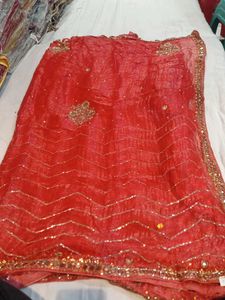 Red Embellished Saree (Minor Issue)