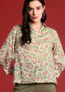 All About You Floral Print Cotton Shirt Style Top