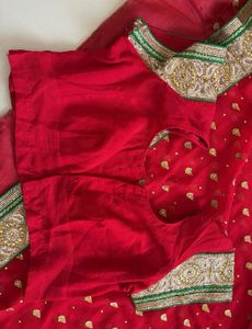 Red &amp; Gold Embroidered Saree