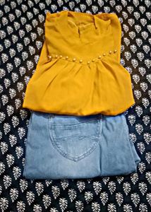Cute Balloon Top &amp; Jeans Bundle
