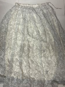 White &amp; Silver Lehenga Skirt
