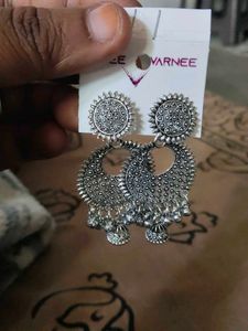 Silver Tone Jhumka Earrings
