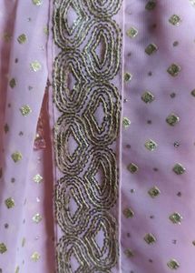 Glitter baby pink festive saree with beaded tassle
