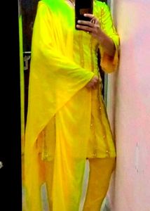 Haldi Special Yellow Embroidered Kurta Set