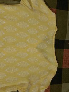 Yellow Printed Kurti Top