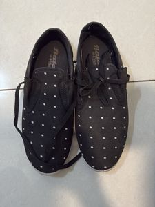 Bata Black Polka Dot Slip-on Sneakers