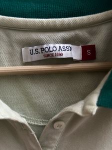 USPA Cream &amp; Green Polo