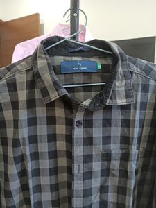 Black And Grey Check Long Sleeve Shirt