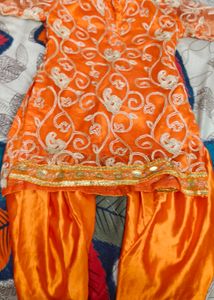 Orange Colour Mom And Baby Dress Combo