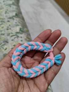 Blue Pink Handmade Rubber Bracelet