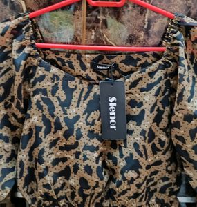 Slenor Leopard Print Peplum Top