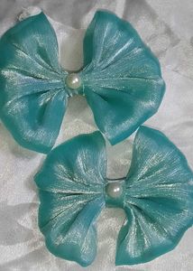 Teal Hair Bows - Set of 2