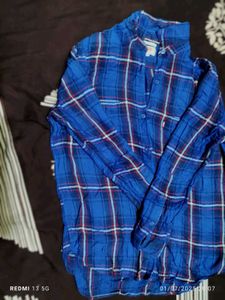 Blue Plaid Button-Down Shirt