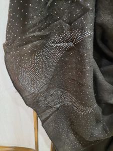 Elegant Brown Embellished Scarf