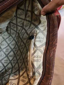 Brown &amp; Red Patterned Tote Bag