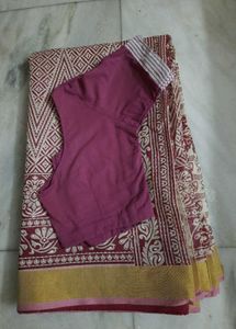 Elegant Printed Saree with Blouse