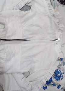 White Ruffle Trim Top