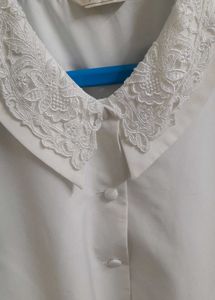 Lace Collar White Button-Up