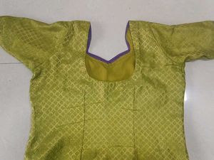 Brocade Silk Olive Green Bright Kurti