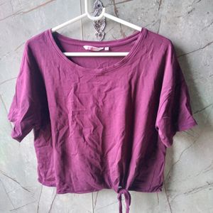 Esprit Purple Tie-Front Crop Top